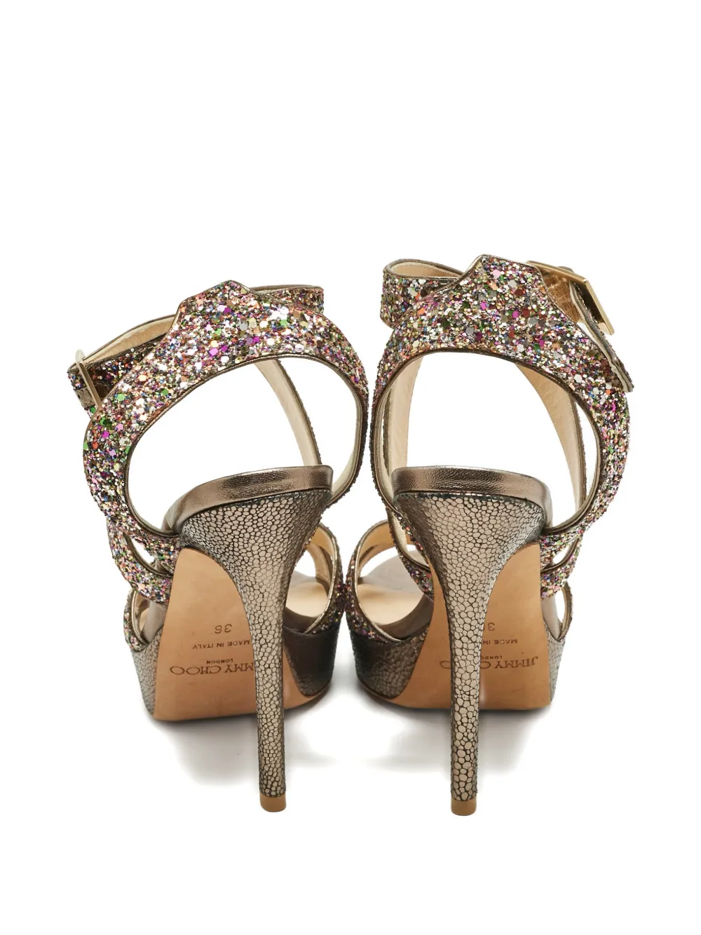 Jimmy Choo Pre-Owned glitter platform sandals - Bruin