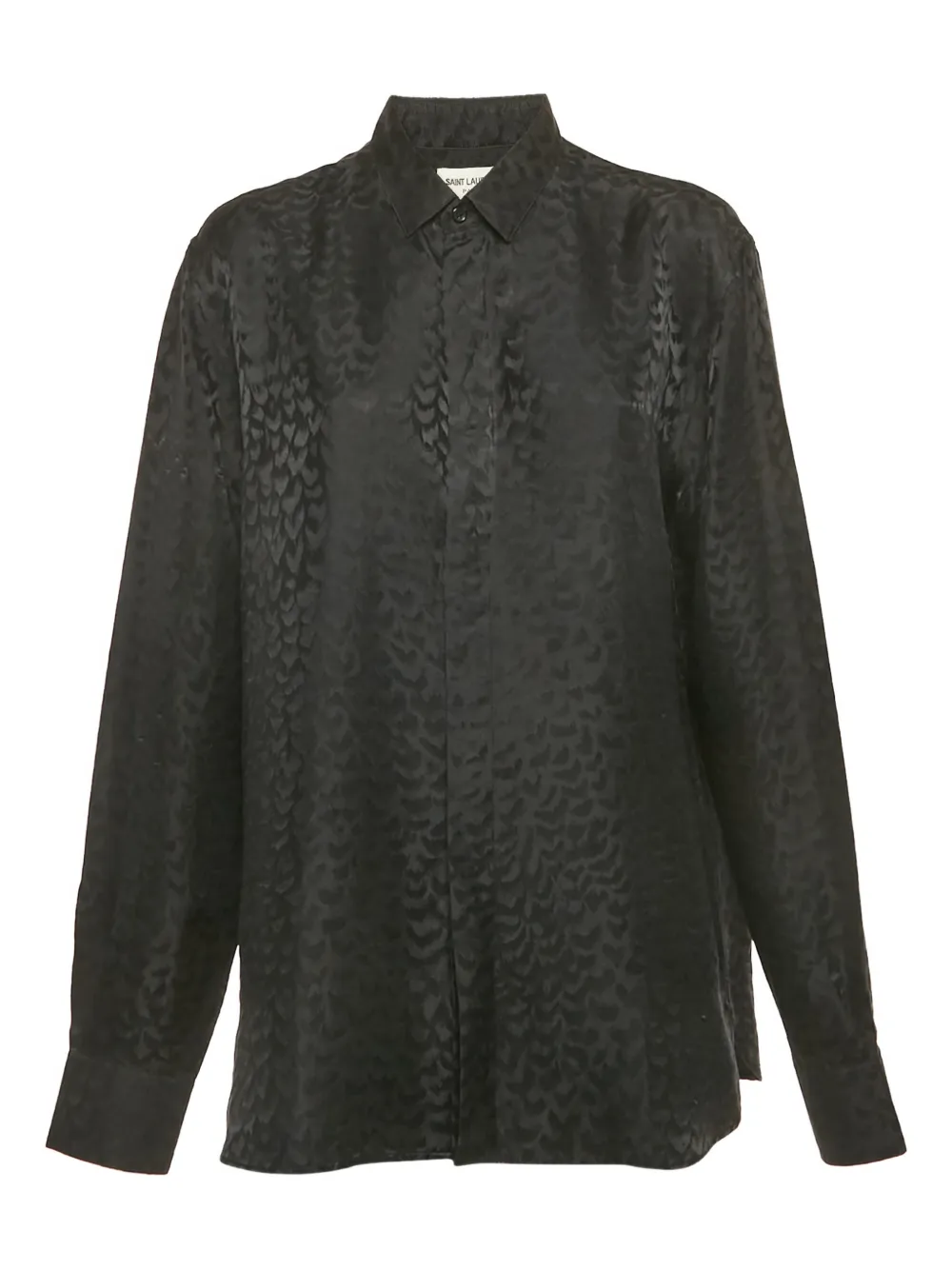 Saint Laurent Pre-Owned patterned silk satin shirt | Black | Image 1