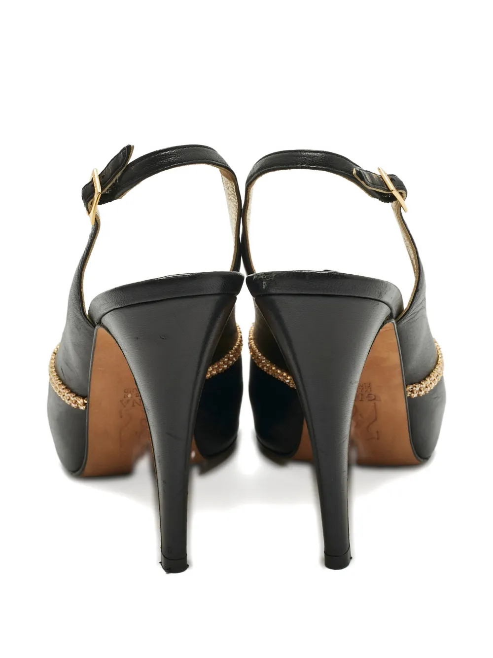 Gina open-toe leather sandals - Zwart