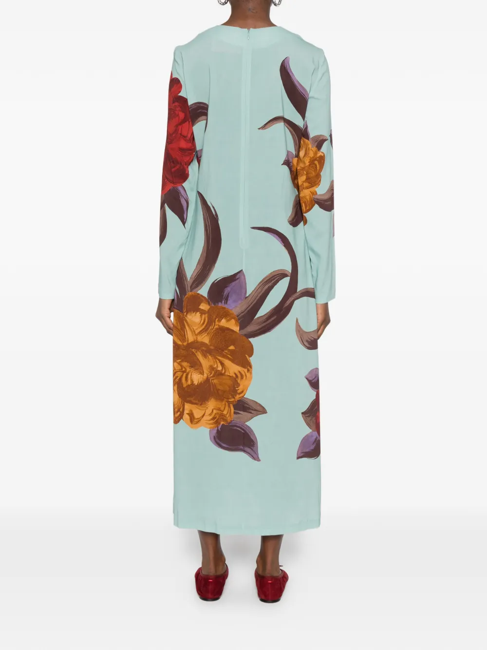 La DoubleJ Sablé Peony Placée maxi-jurk met bloemenprint Blauw