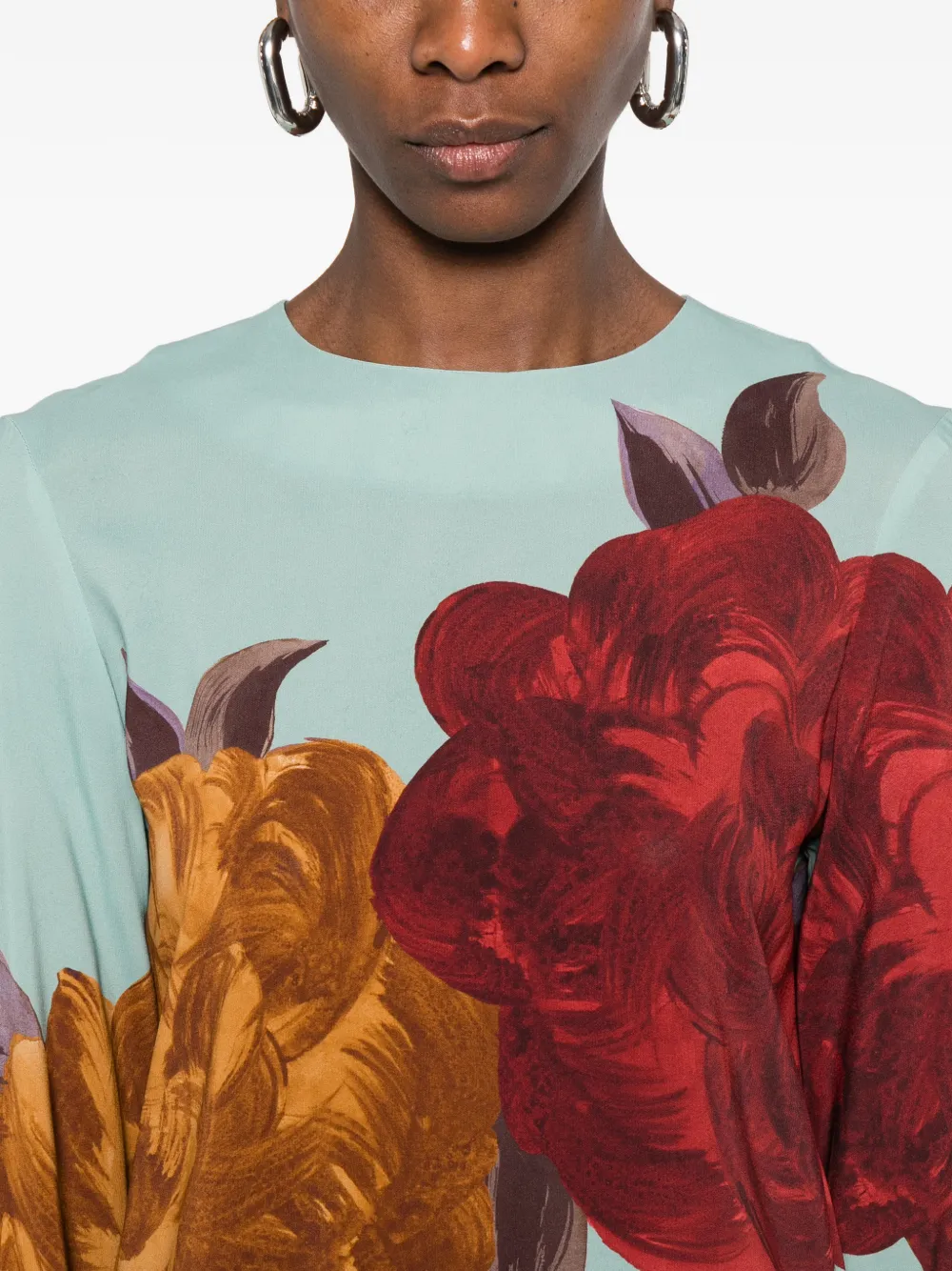 La DoubleJ Sablé Peony Placée maxi-jurk met bloemenprint Blauw