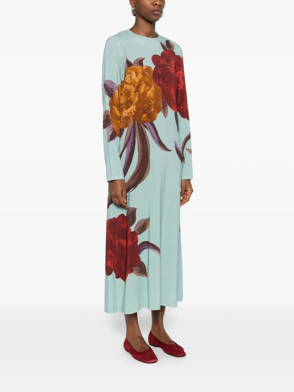 La DoubleJ Sablé Peony Placée maxi-jurk met bloemenprint Blauw