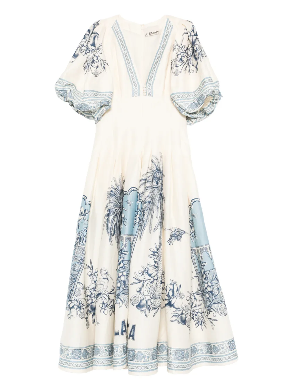 ALEMAIS V-neck patterned mini dress - Neutrals