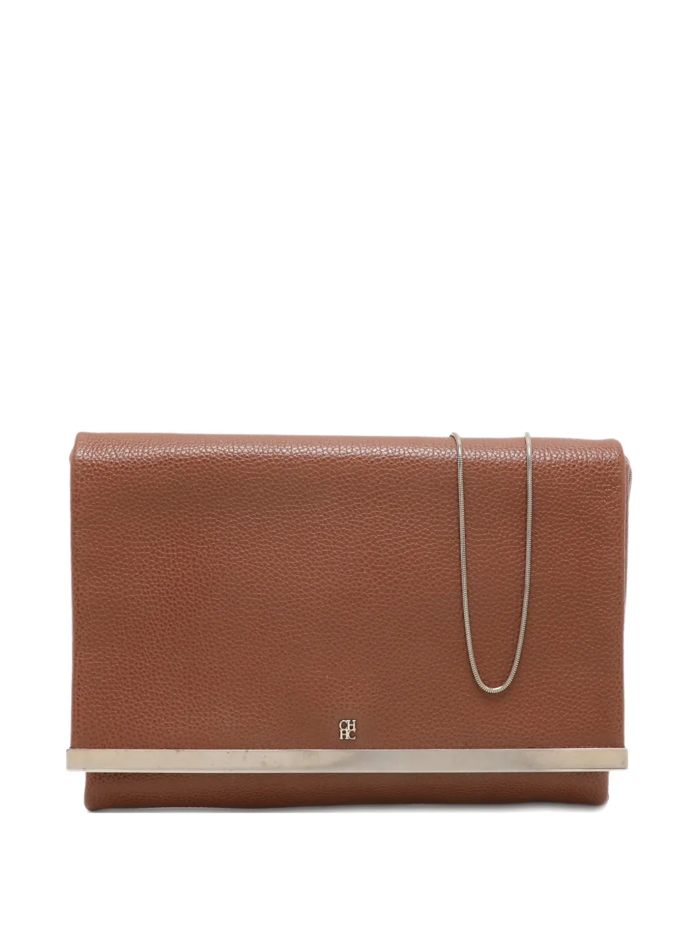 Carolina Herrera Vintage chain leather clutch bag - Marrone