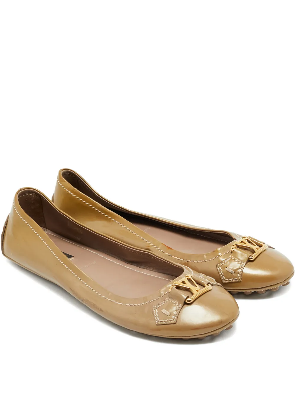 Louis Vuitton Pre-Owned Oxford patent-leather ballet flats - Marrone