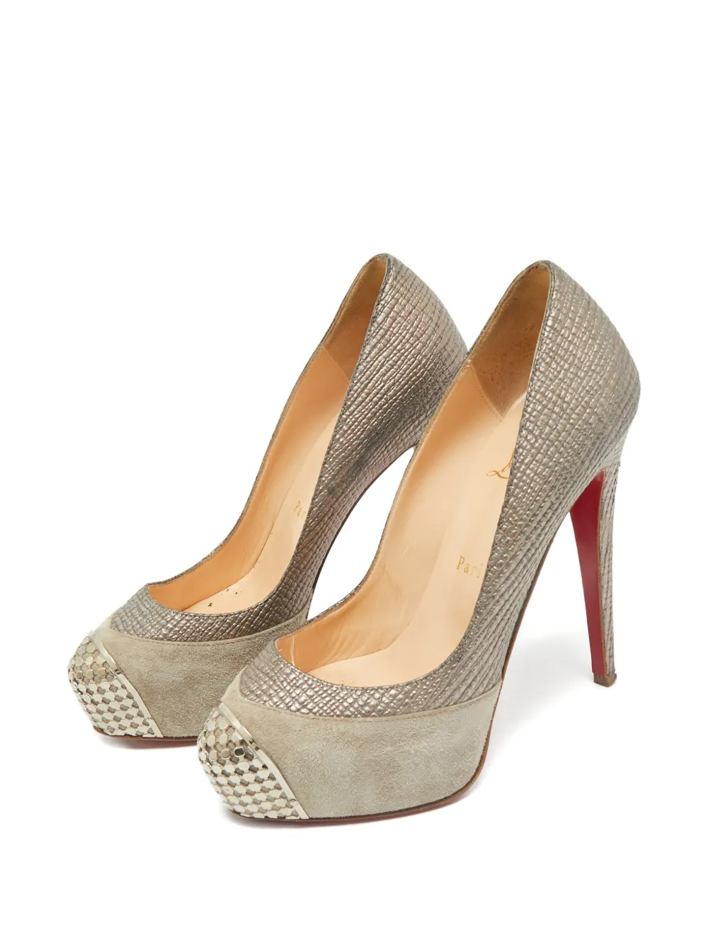 Christian Louboutin Pre-Owned maggie leather platform pumps - Grijs