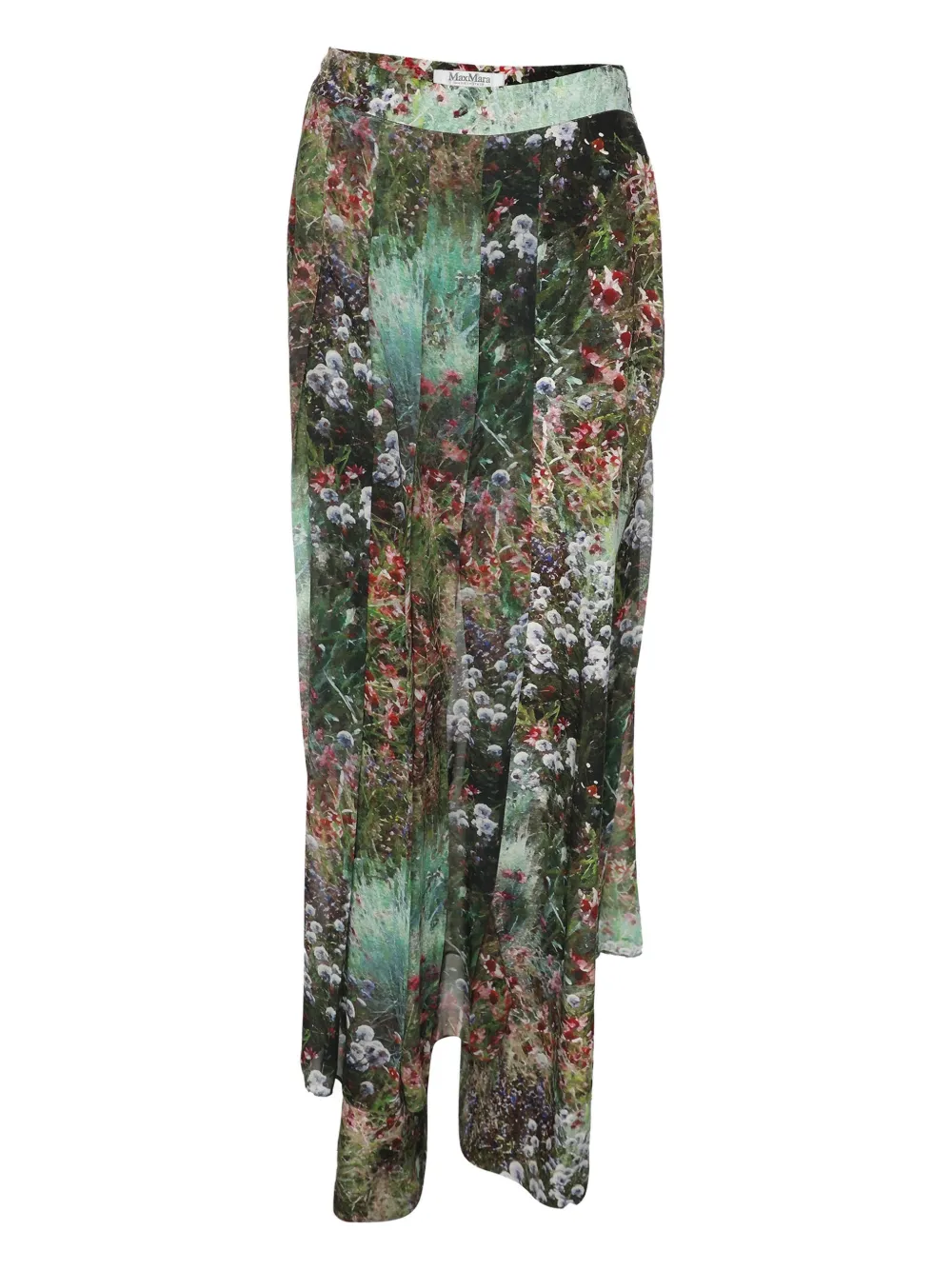 Pre-owned Max Mara Floral-printed Pleated Trousers In Green