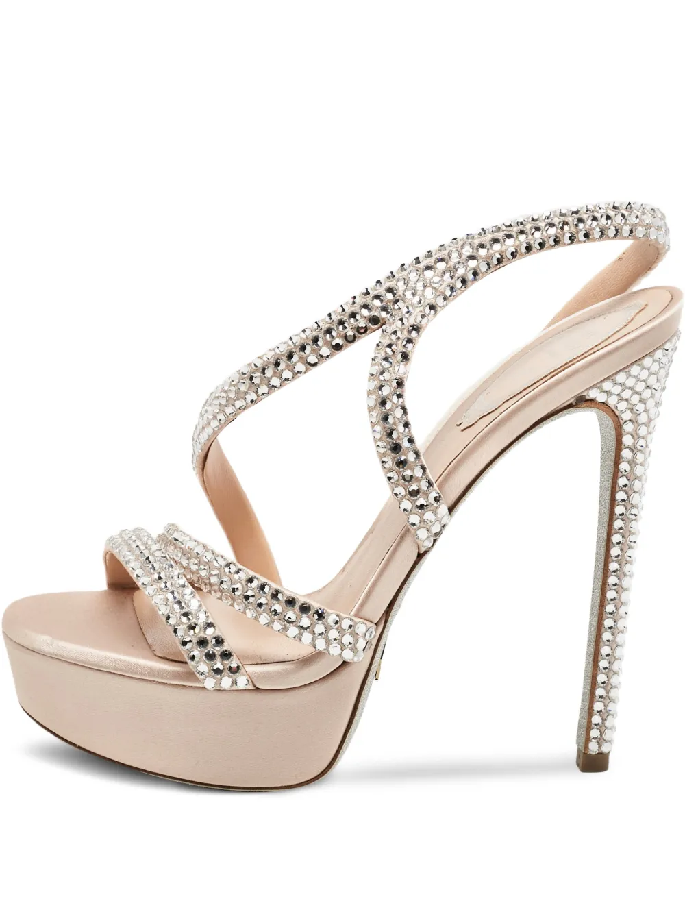 René Caovilla Lisa platform crystal sandals - Nude
