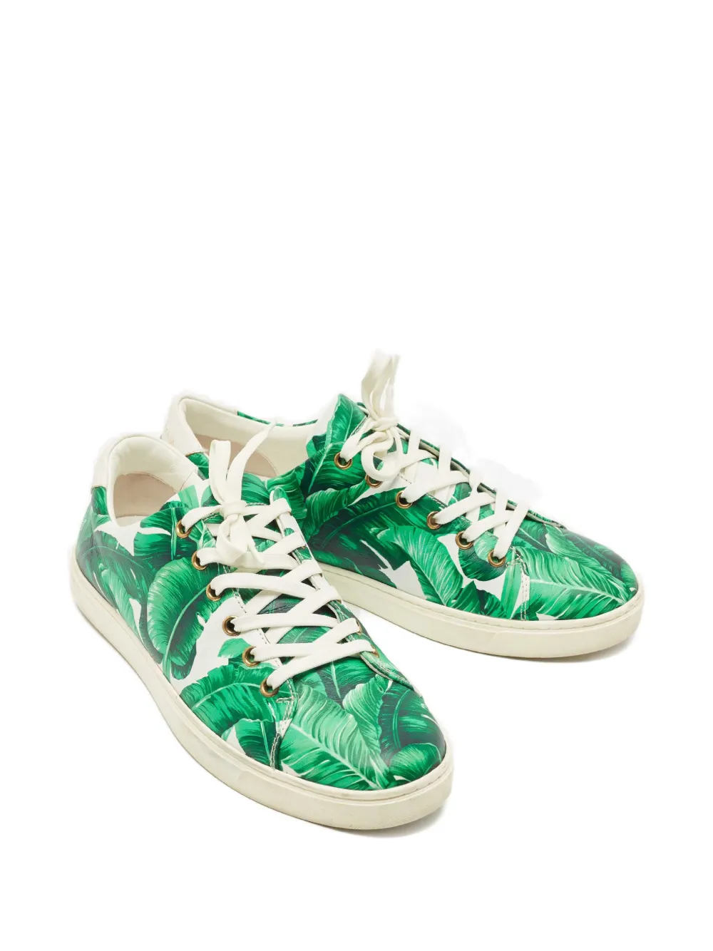 Dolce & Gabbana Pre-Owned banana leaf leather sneakers - Groen