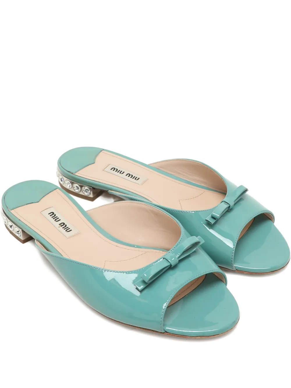 Miu Miu Pre-Owned Bow patent leather shoe | Green | Image 1