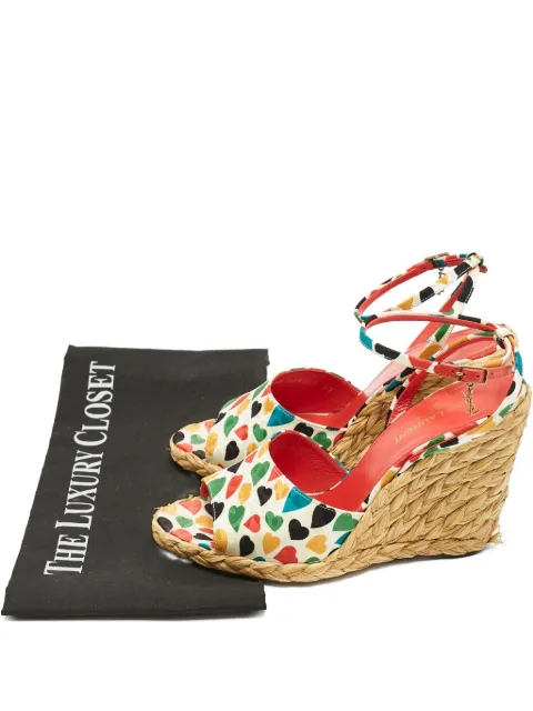 Saint Laurent Pre-Owned raffia platform wedge sandals