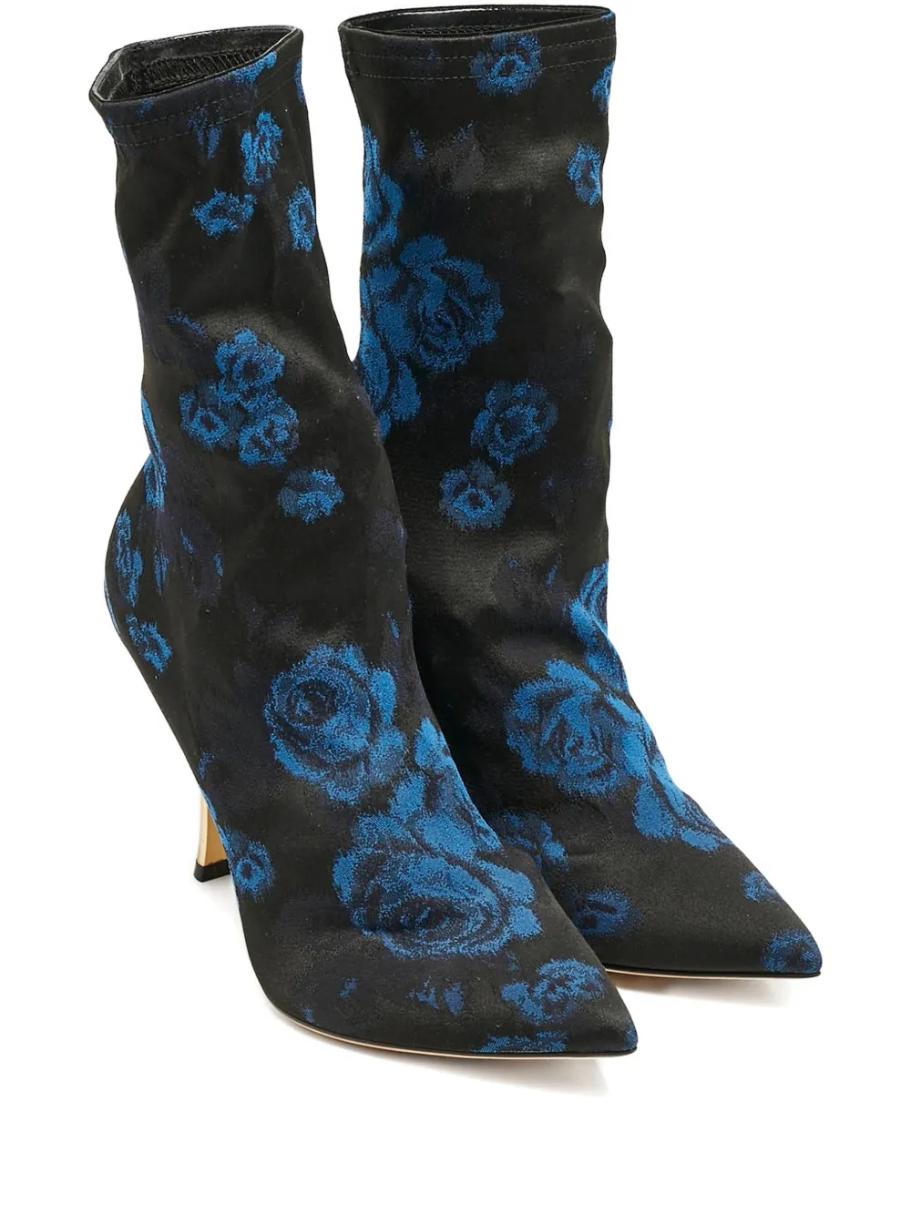 Pre-owned Dolce & Gabbana Knitted Floral-print Boots In Black
