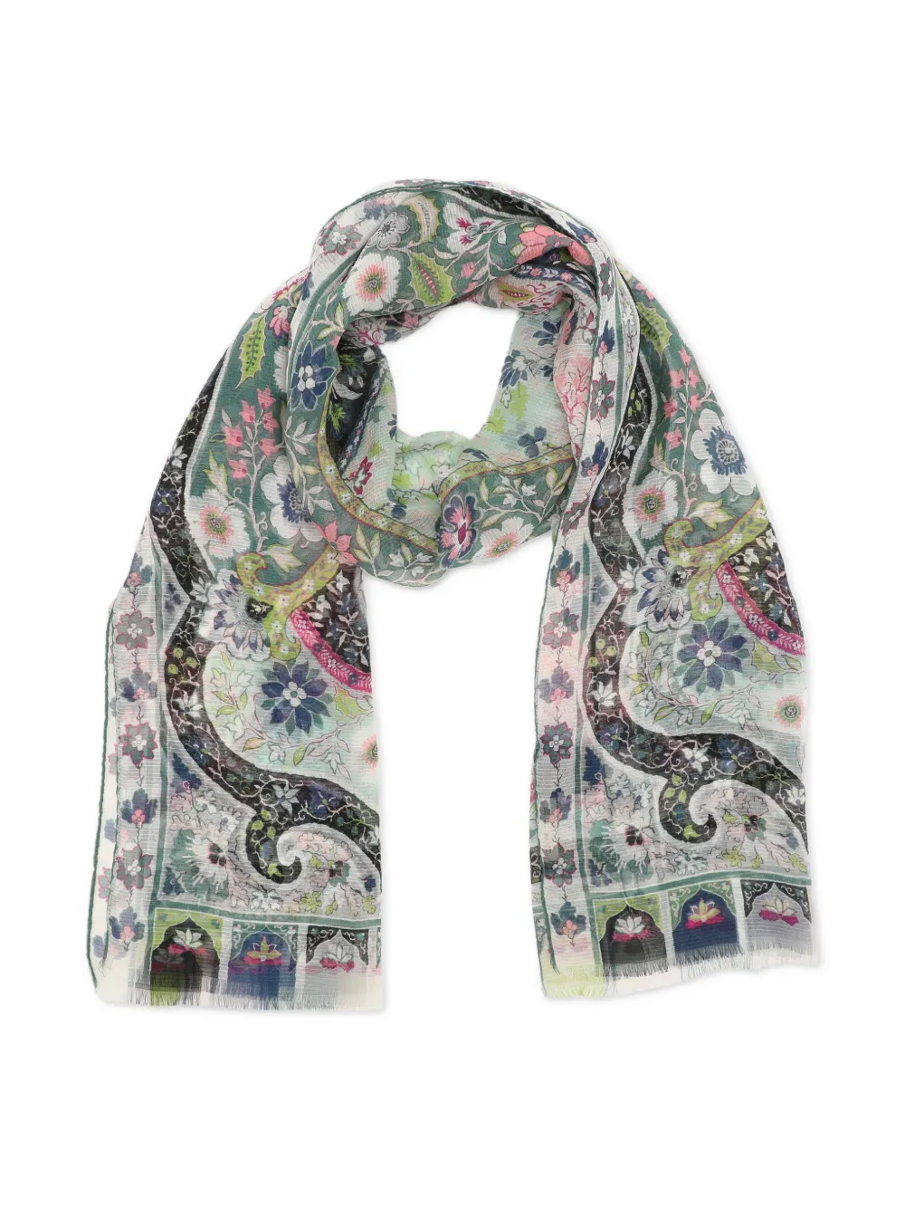 Pre-owned Etro 花卉印花围巾 In Green