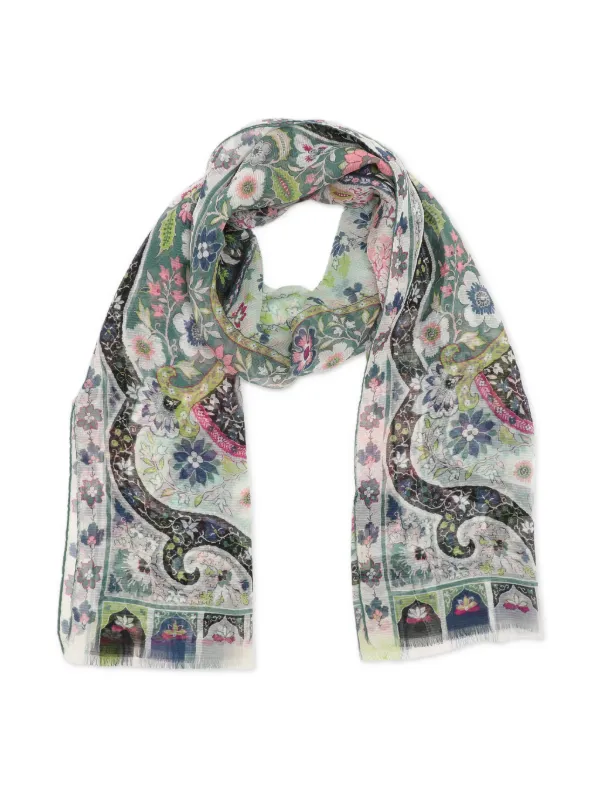 Etro Pre-owned Floral-print Scarf in Green