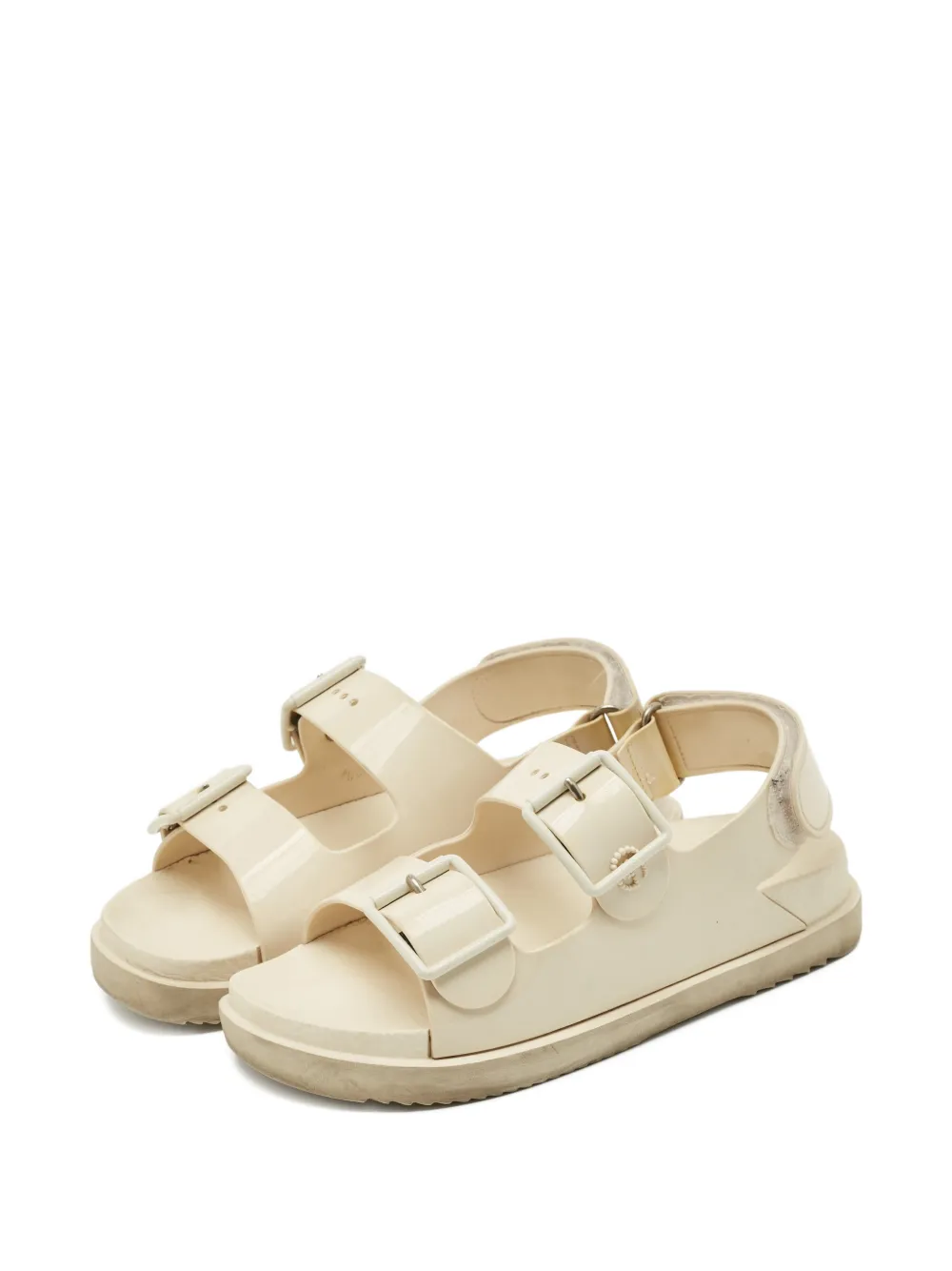 Gucci Pre-Owned double g buckle sandals - Beige