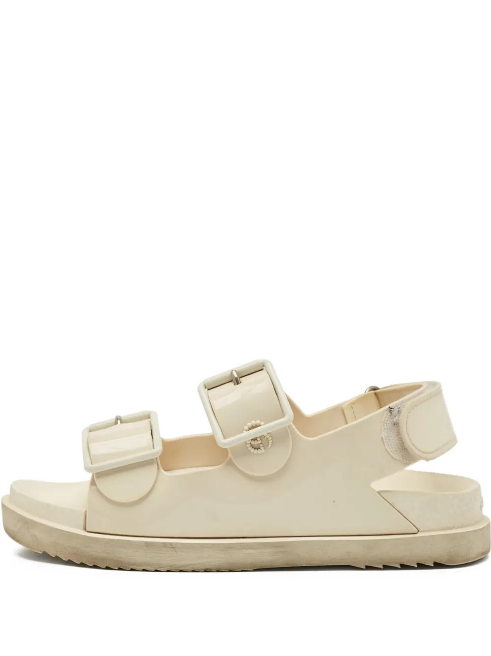Gucci Pre-Owned double g buckle sandals - Nude