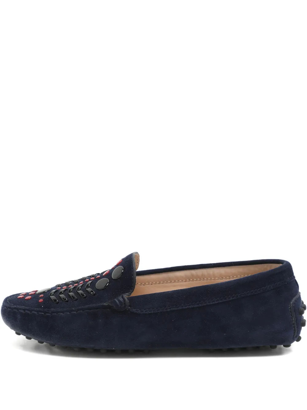 Pre-owned Tod's Vintage Embellished Suede Loafers In Blue