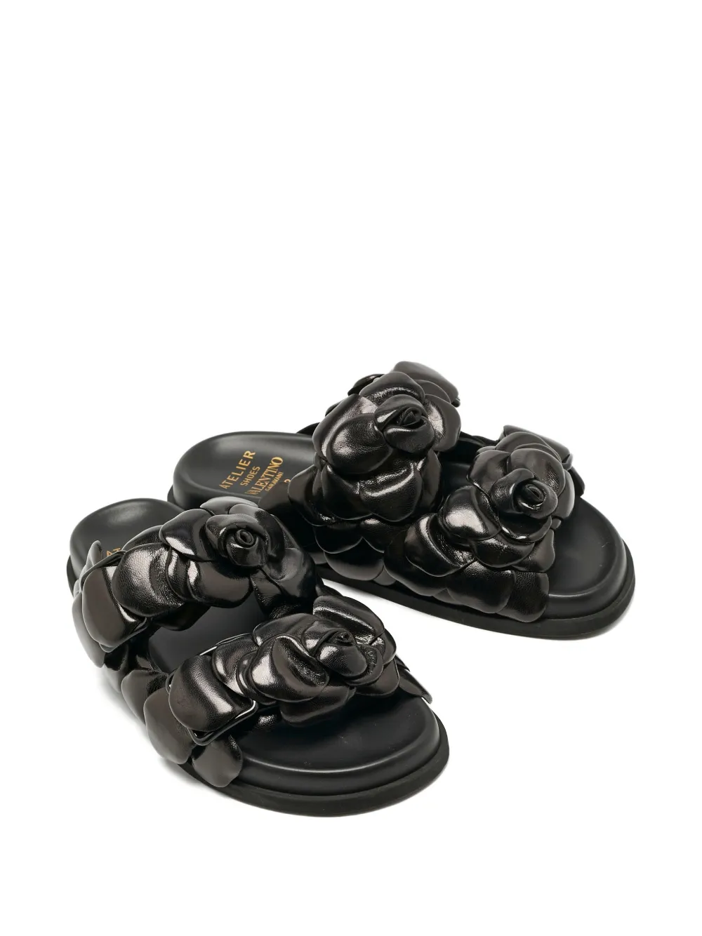 Valentino Garavani Pre-Owned 03 Rose Edition Atelier leather slides - Zwart