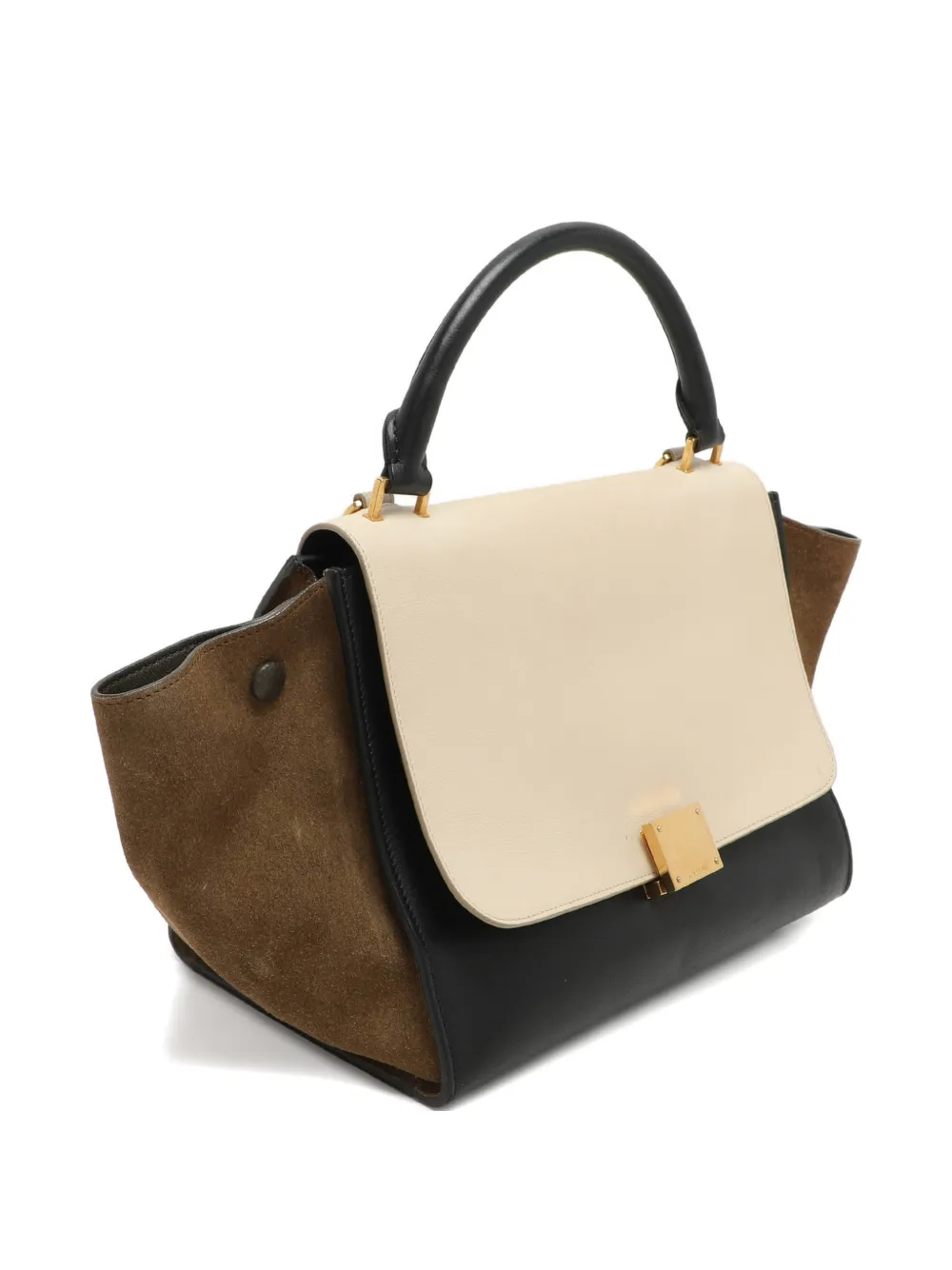 Pre-owned Celine Suede Leather Trapeze Bag In Black