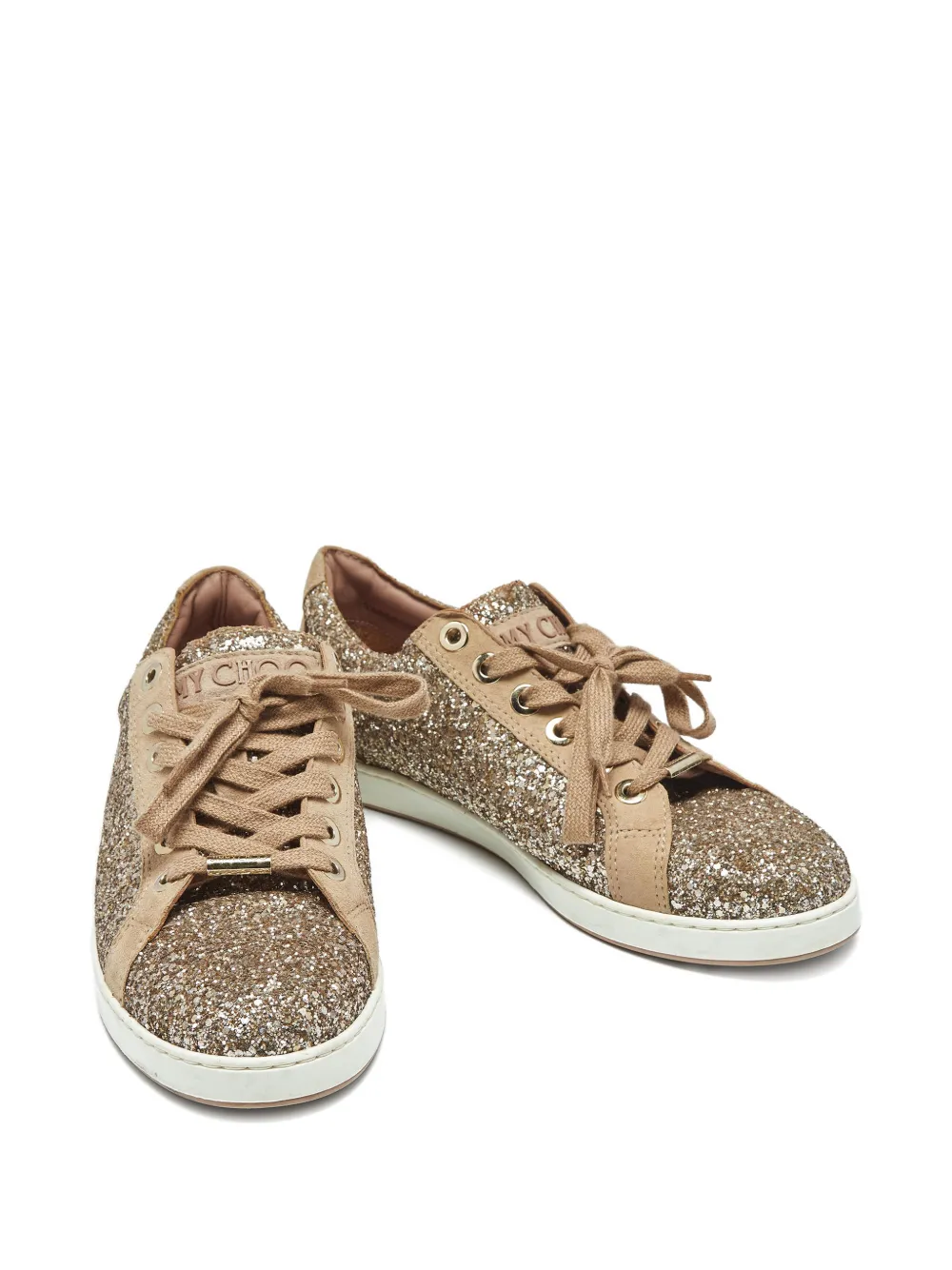 Jimmy Choo Pre-Owned glitter-embellishment sneakers - Beige