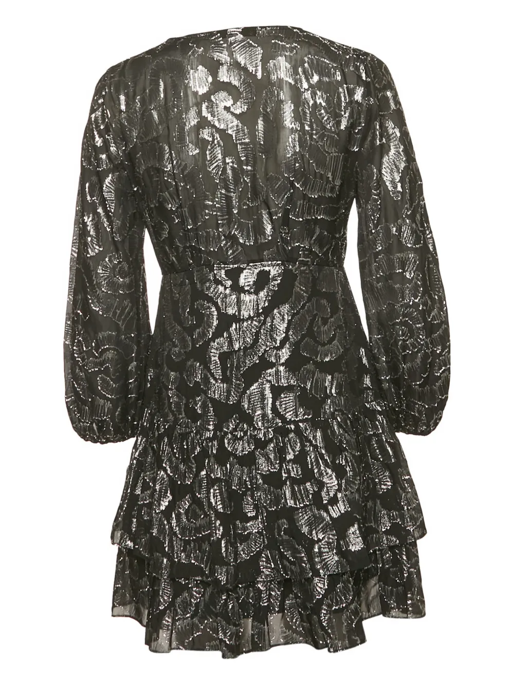 Maje zip-up V-neck long-sleeve dress - Zwart