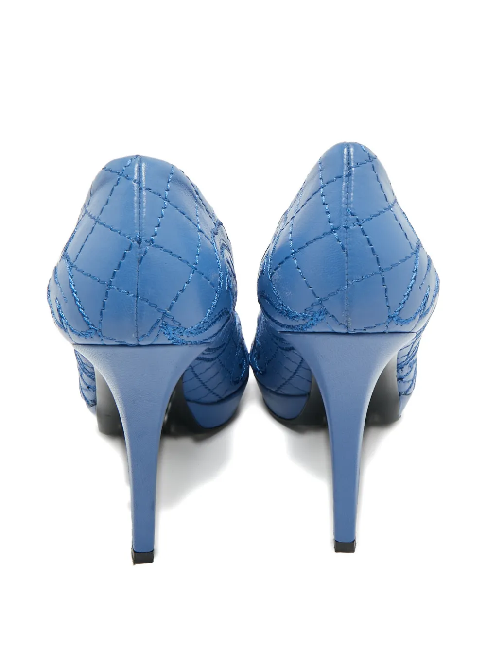Versace Pre-Owned embroidery peep-toe pumps 11.5 cm - Blauw
