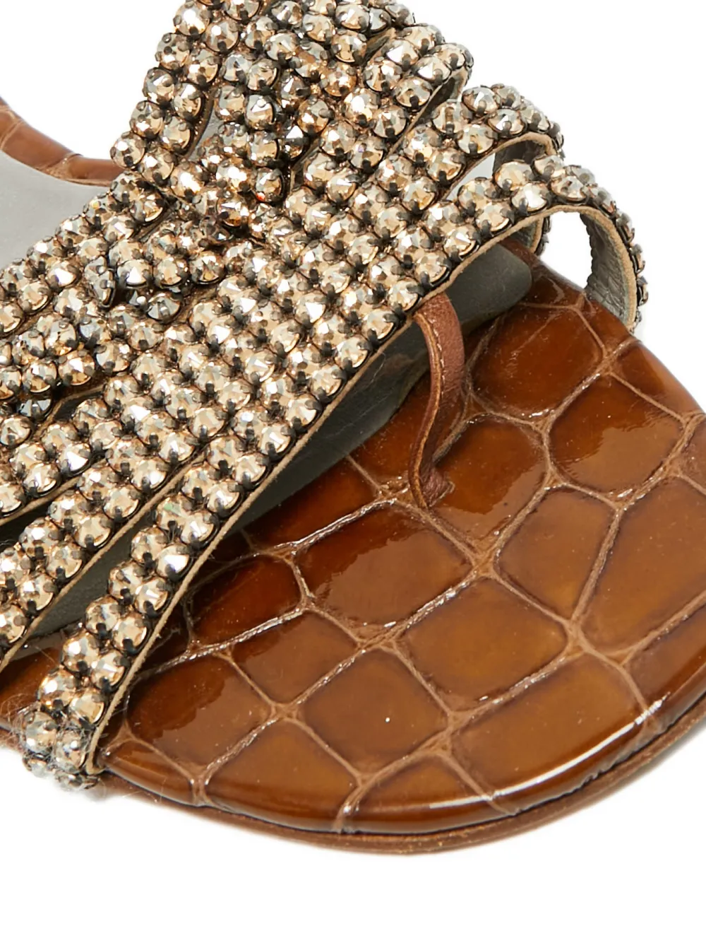 Gina Loren embossed crystal-embellished sandals - Bruin