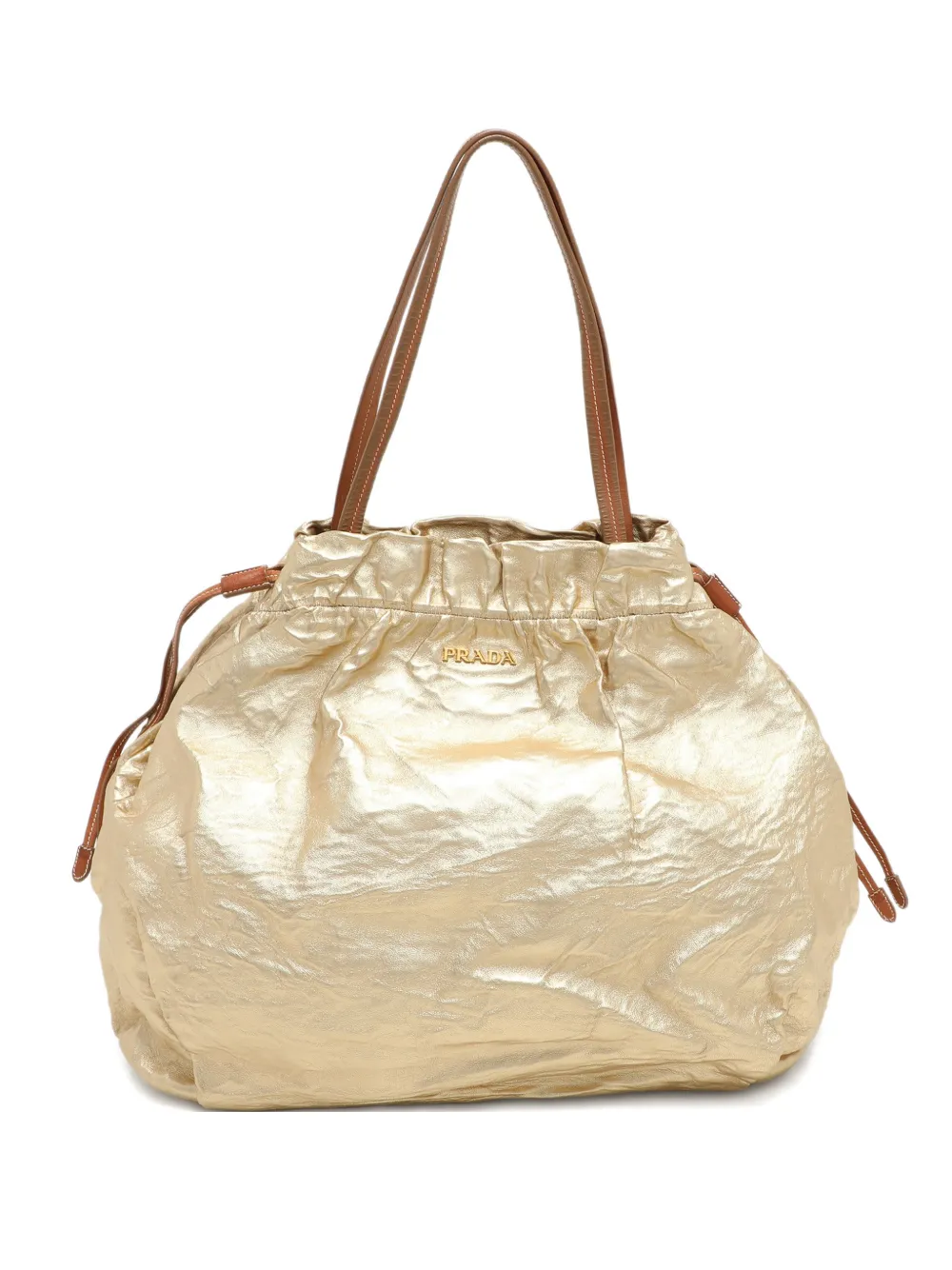 Prada Pre-Owned Borsa tote con coulisse - Oro