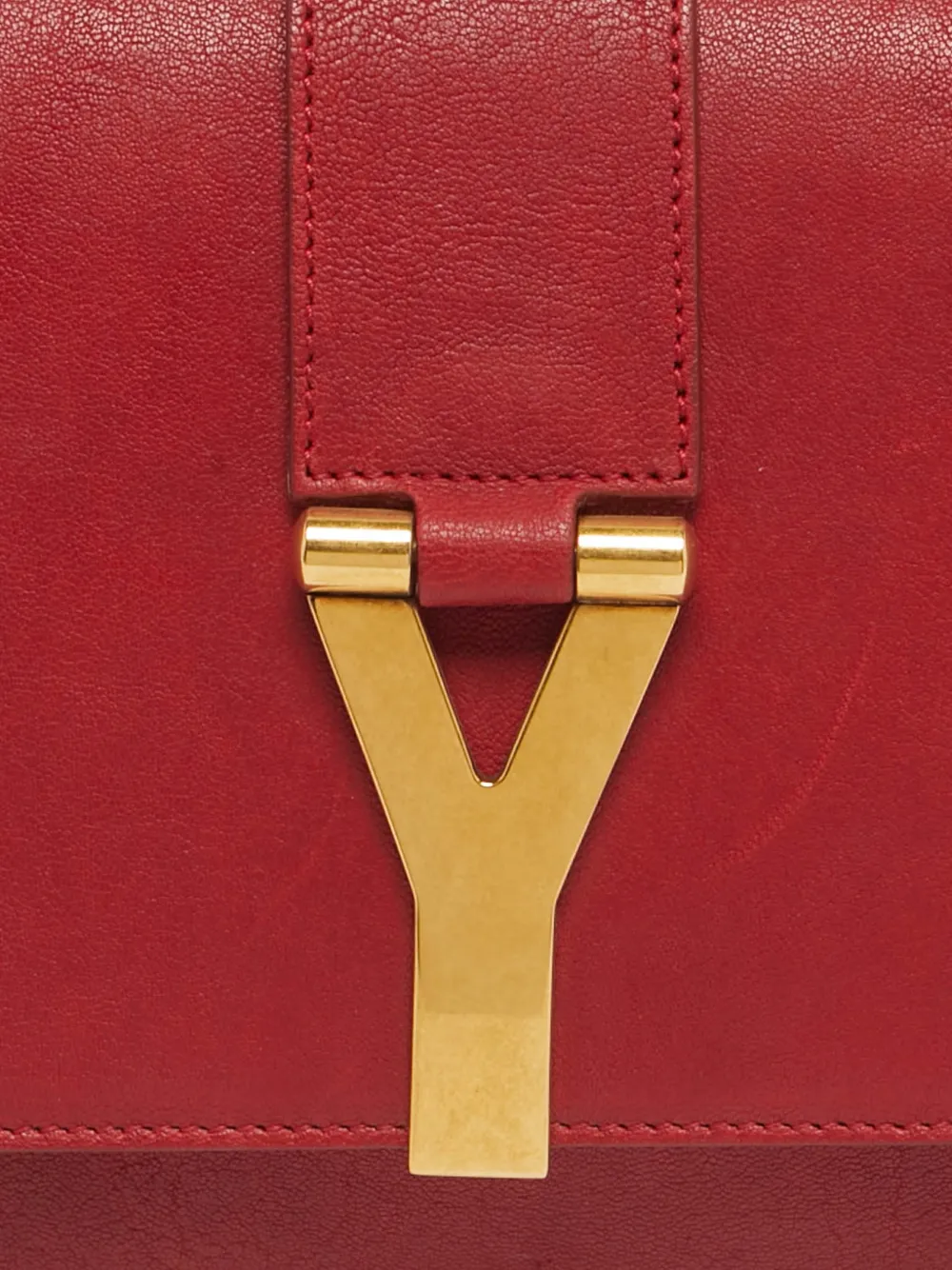 Pre-owned Saint Laurent Ligne Y Leather Clutch In Red