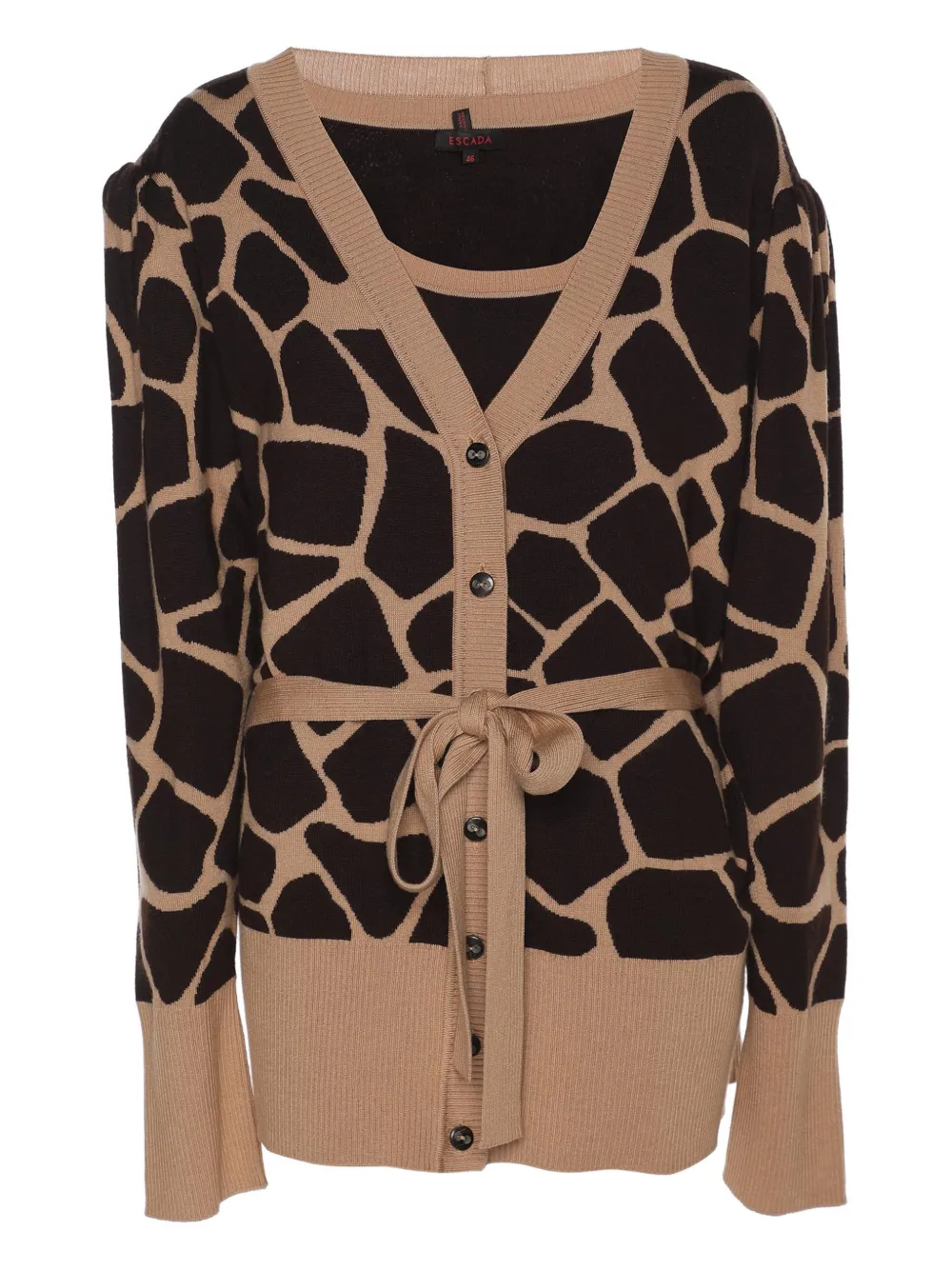 Pre-owned Escada Button Printed Cardigan In Brown