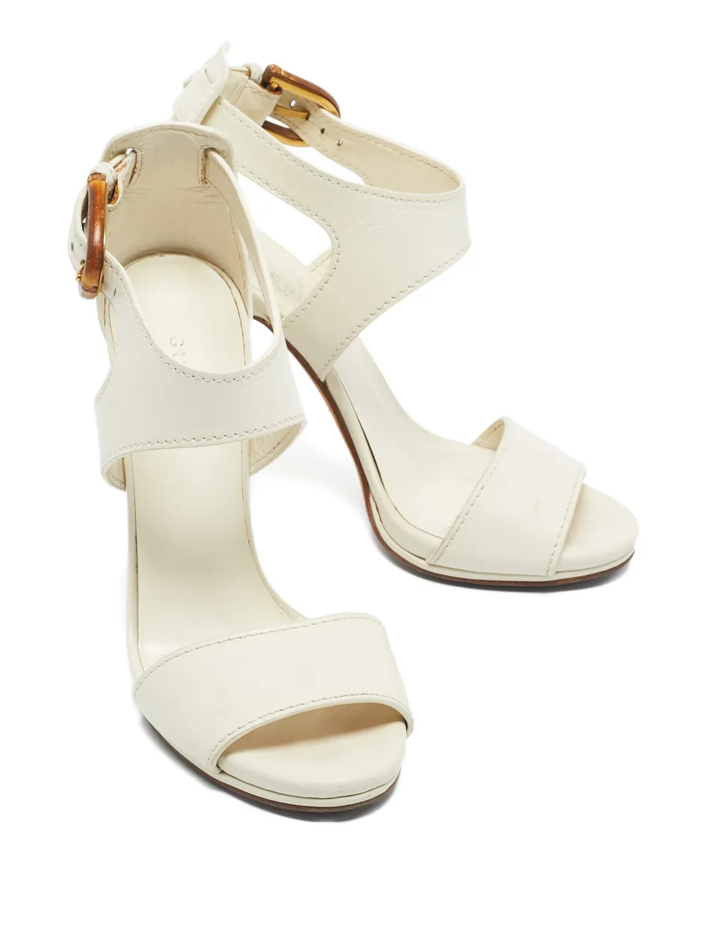 GUCCI Pre-owned Buckle Block-heel Sandals In White