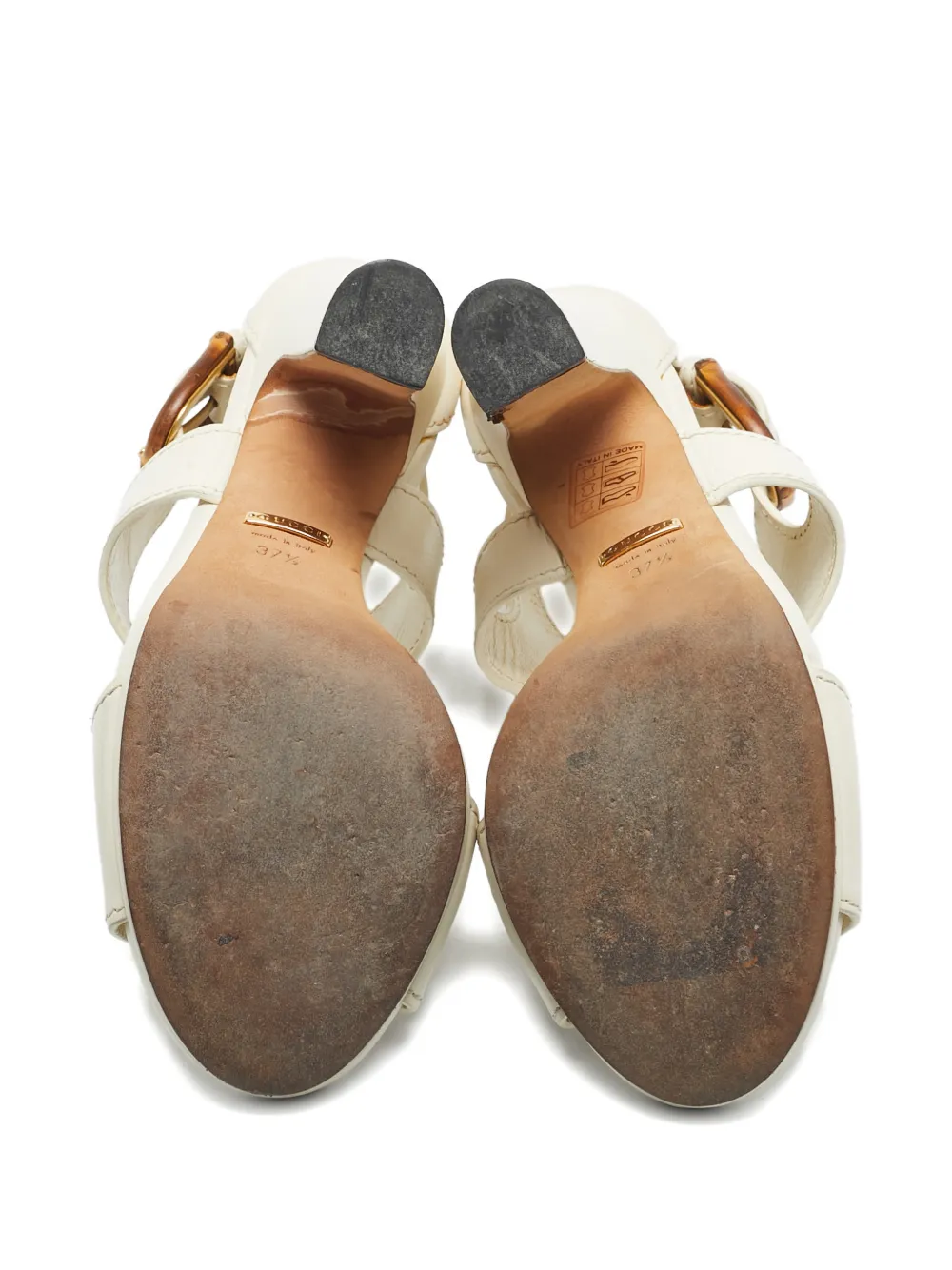 GUCCI Pre-owned Buckle Block-heel Sandals In White