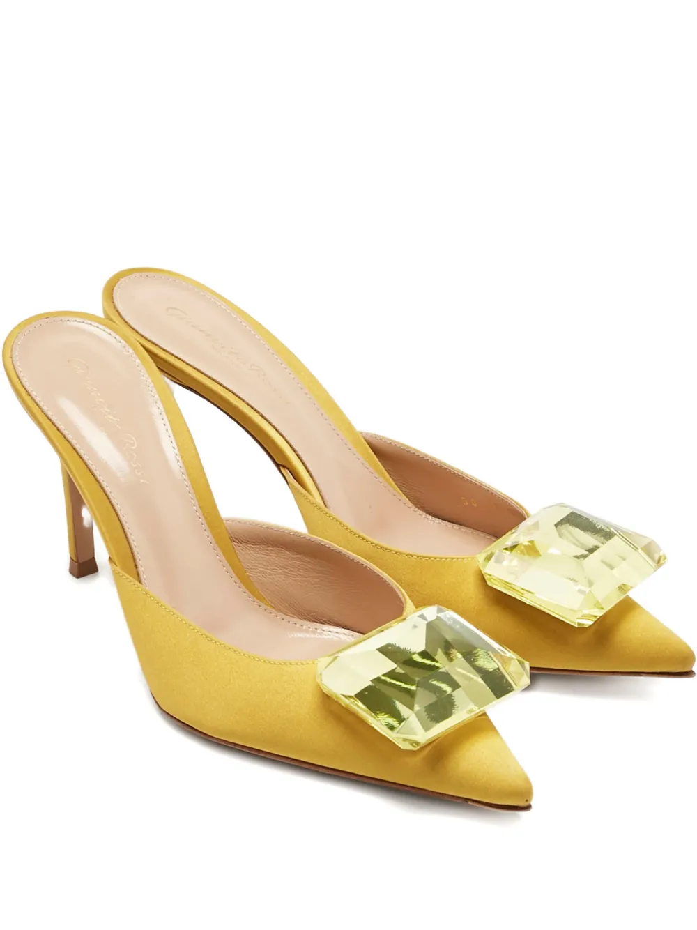 Gianvito Rossi crystal satin mules - Giallo