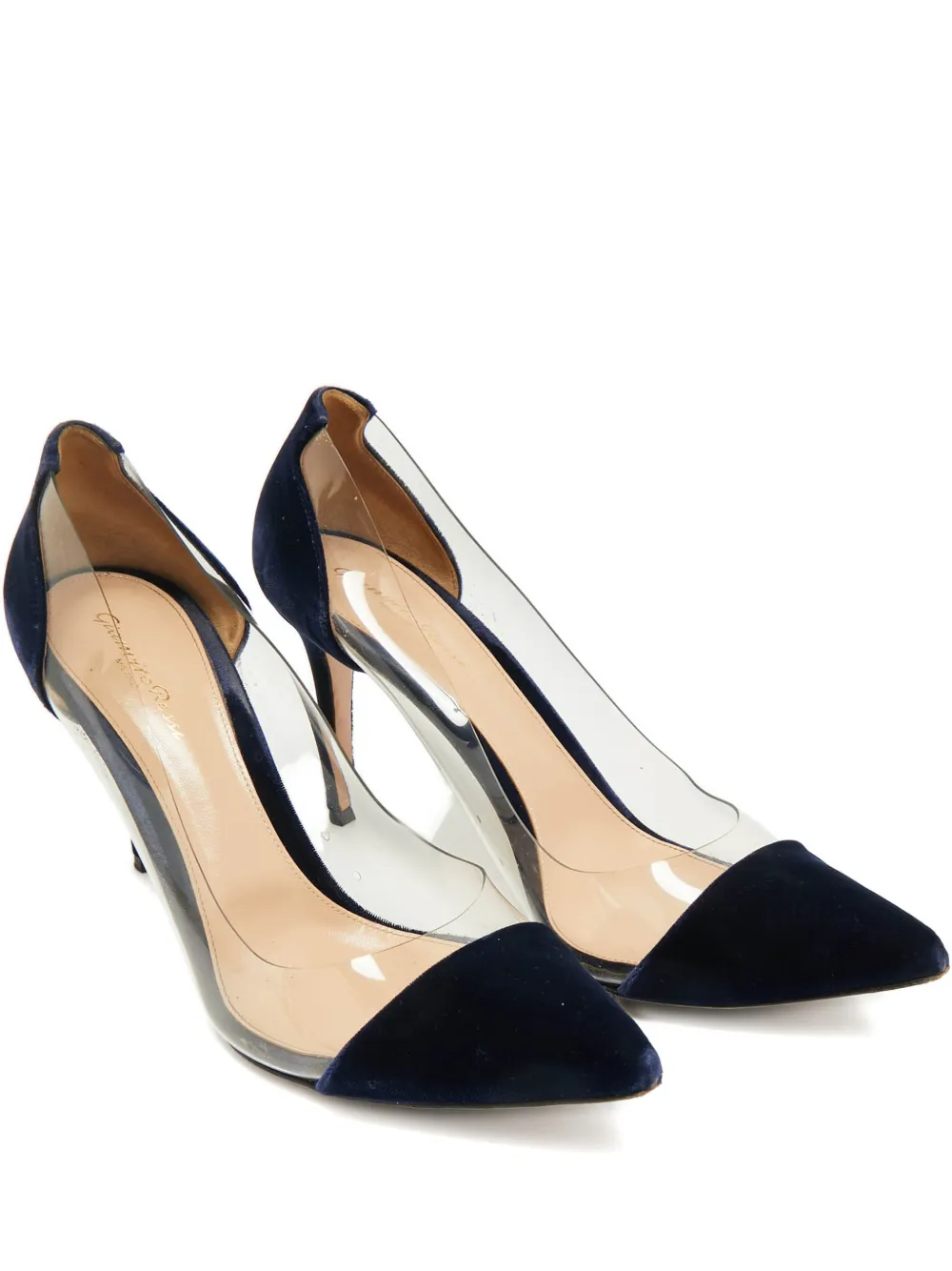 Pre-owned Gianvito Rossi Plexi Velvet Pumps In White