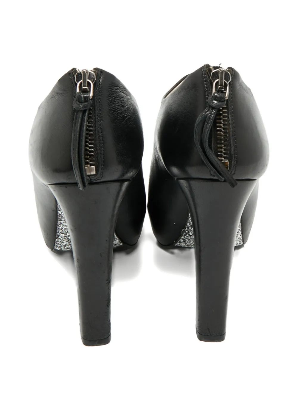 Miu Miu Pre-Owned glitter heel leather pumps - Zwart