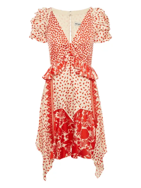 Self-Portrait satin all-over-print dress