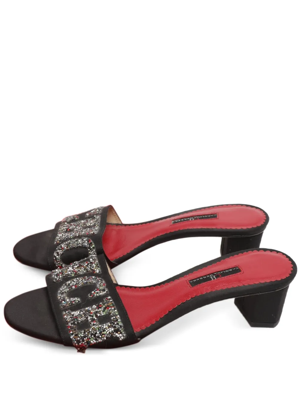 Carolina Herrera Vintage Sandalen im Glitter-Look - Schwarz