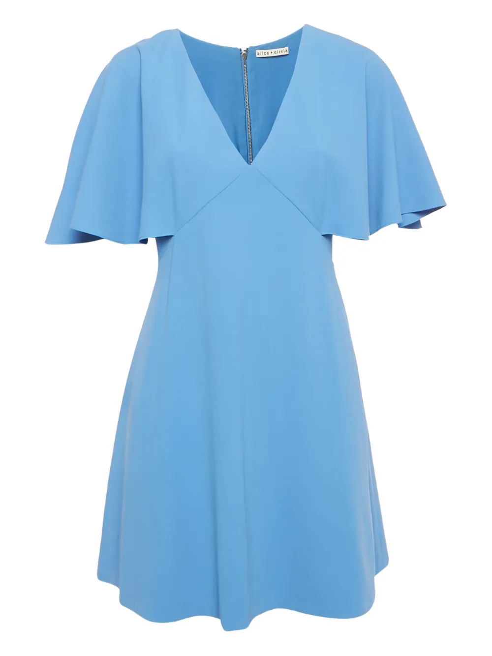 alice + olivia cape-sleeves mini dress - Blu