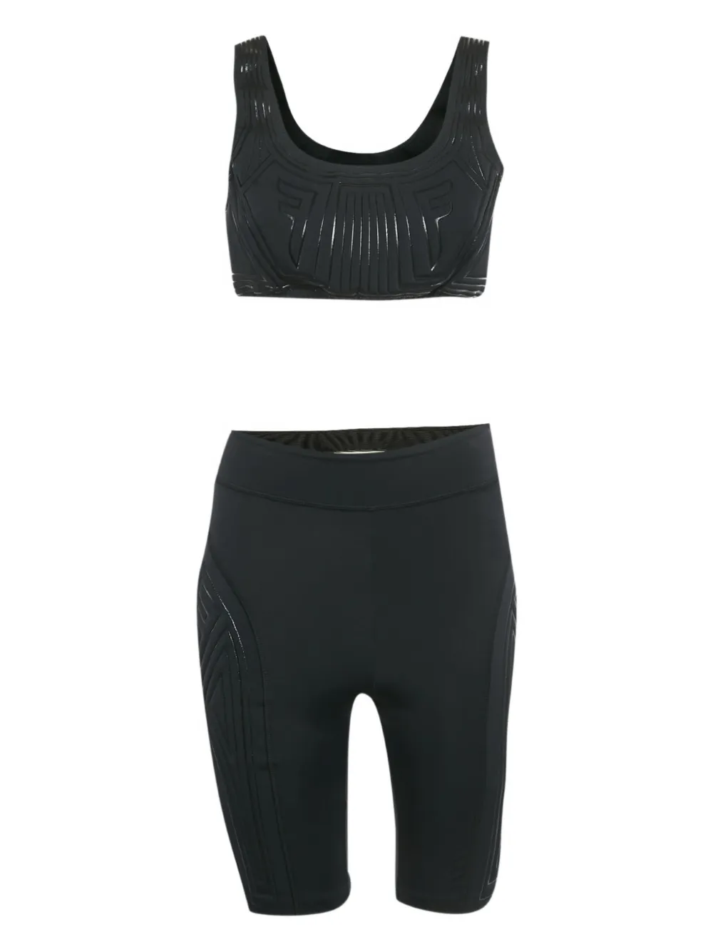 Pre-owned Fendi Logo-pattern Shorts Set In Black