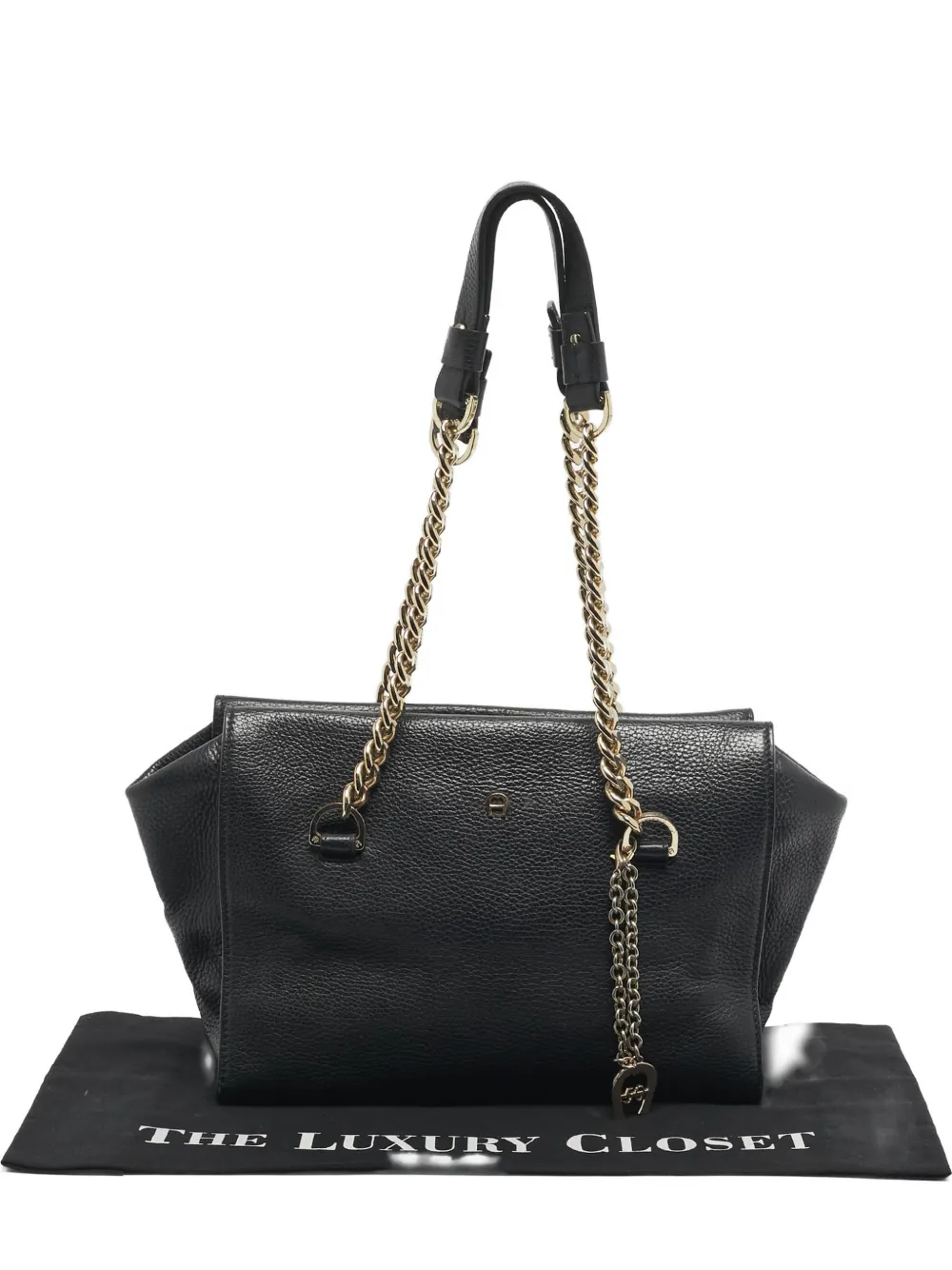 Aigner Vintage charm chain leather tote bag - Nero