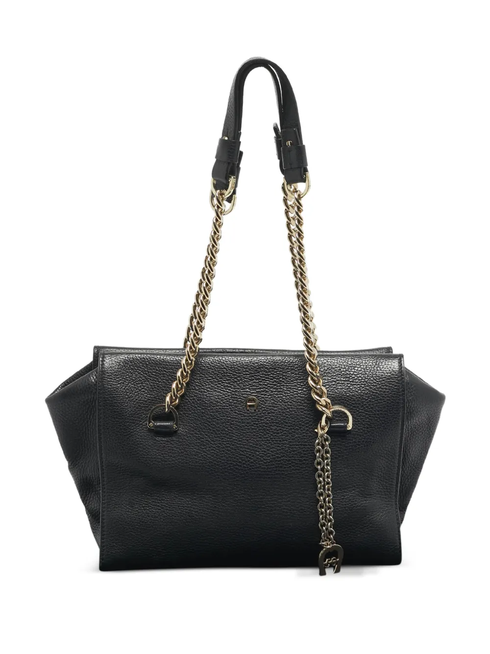 Aigner Vintage charm chain leather tote bag - Nero