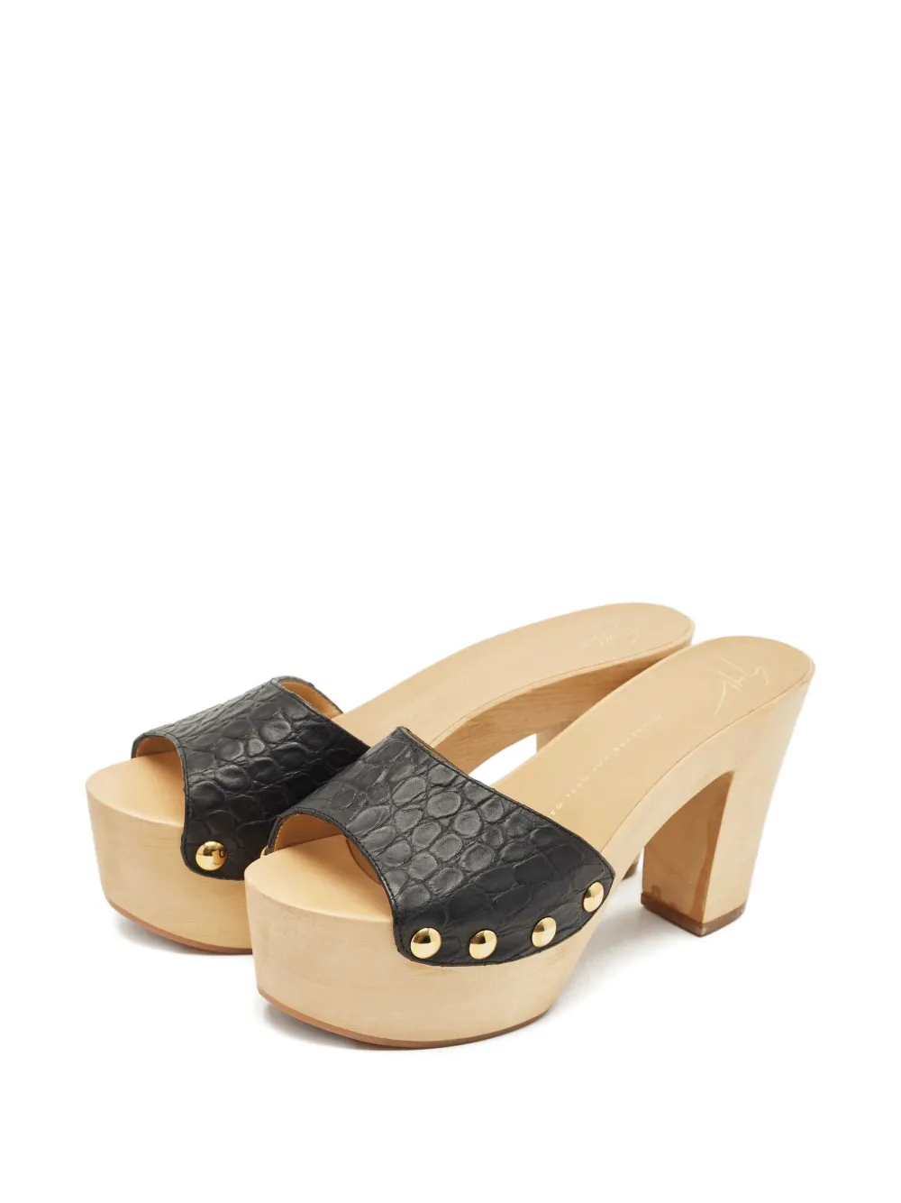 Giuseppe Zanotti Vintage croc-embossed platform sandals - Zwart