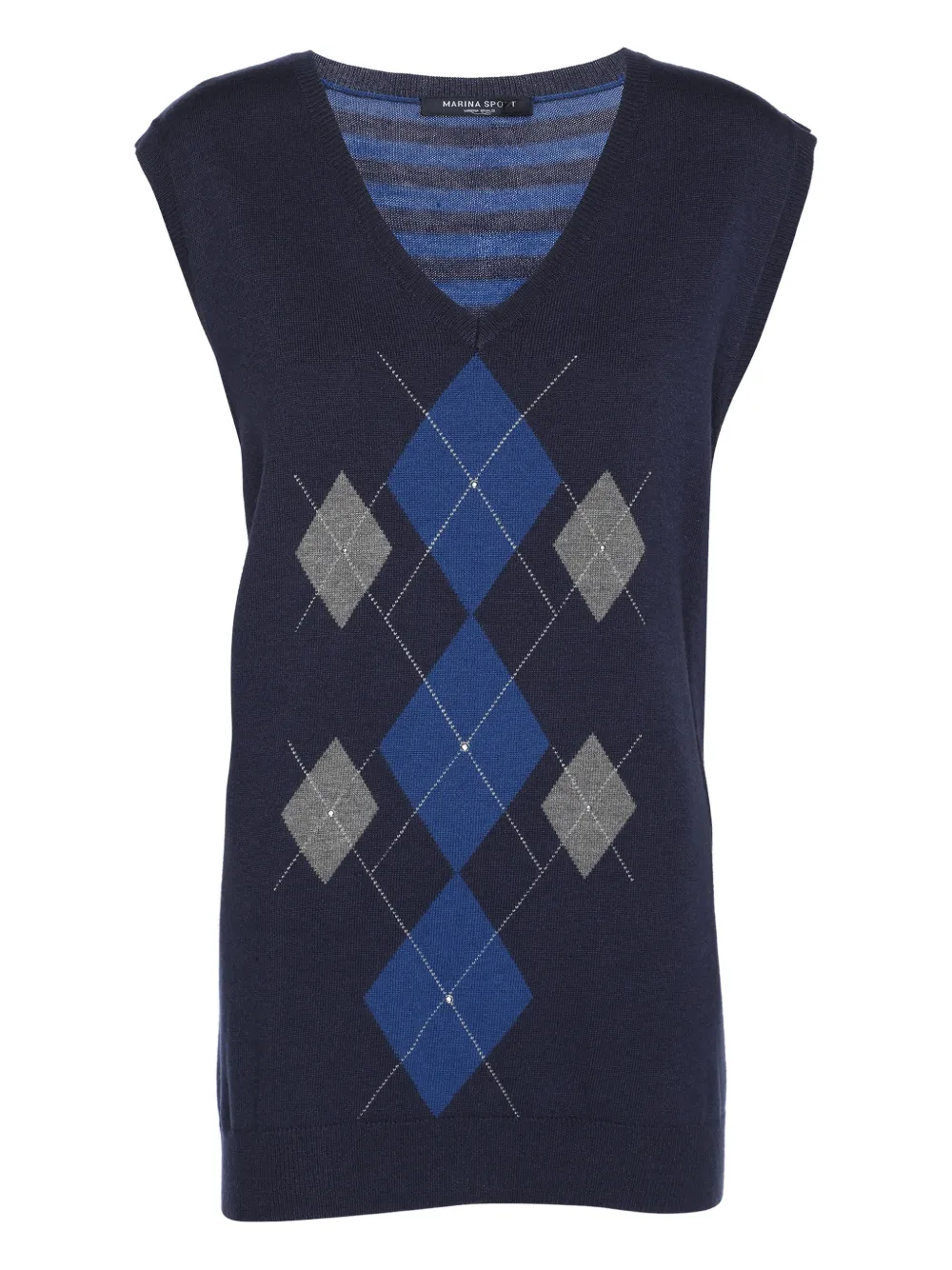 Marina Rinaldi Top Argyle a righe - Blu