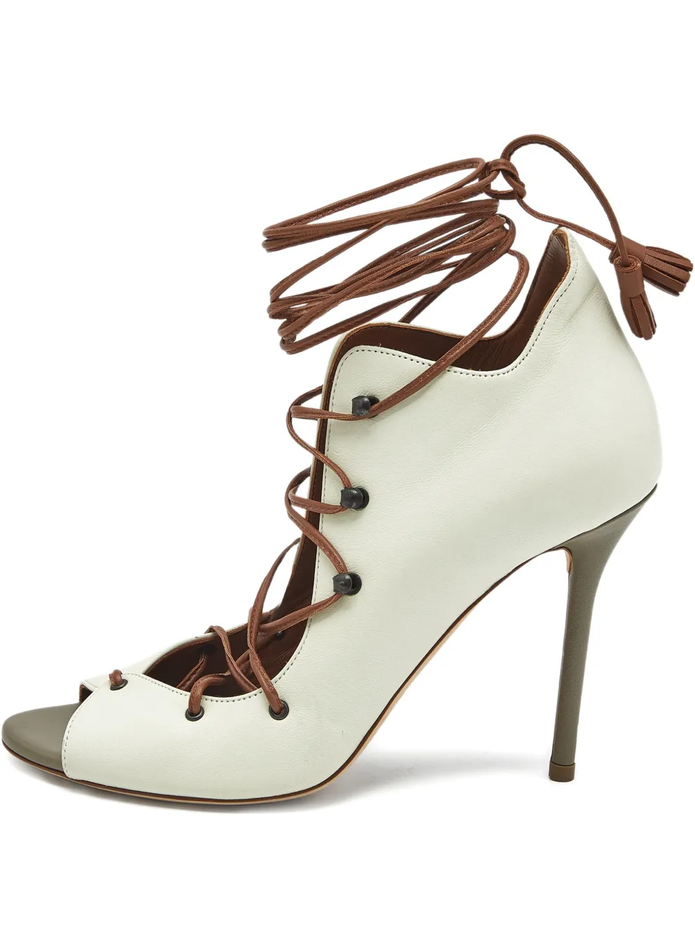 Pre-owned Malone Souliers Leather Lace-up Pumps In Neutral