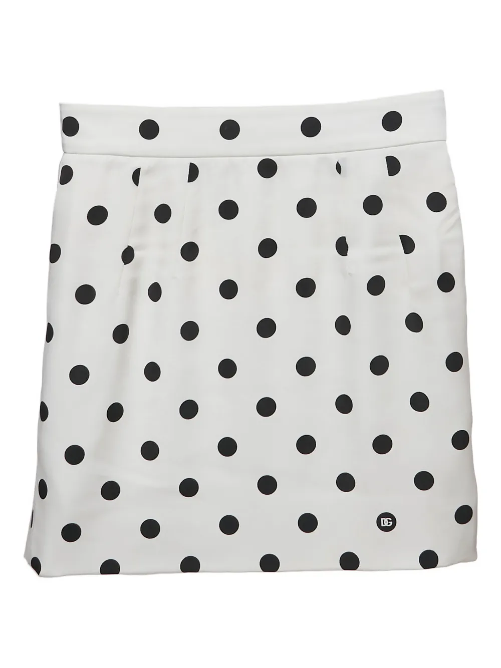 Pre-owned Dolce & Gabbana Polka-dot Mini Skirt In White