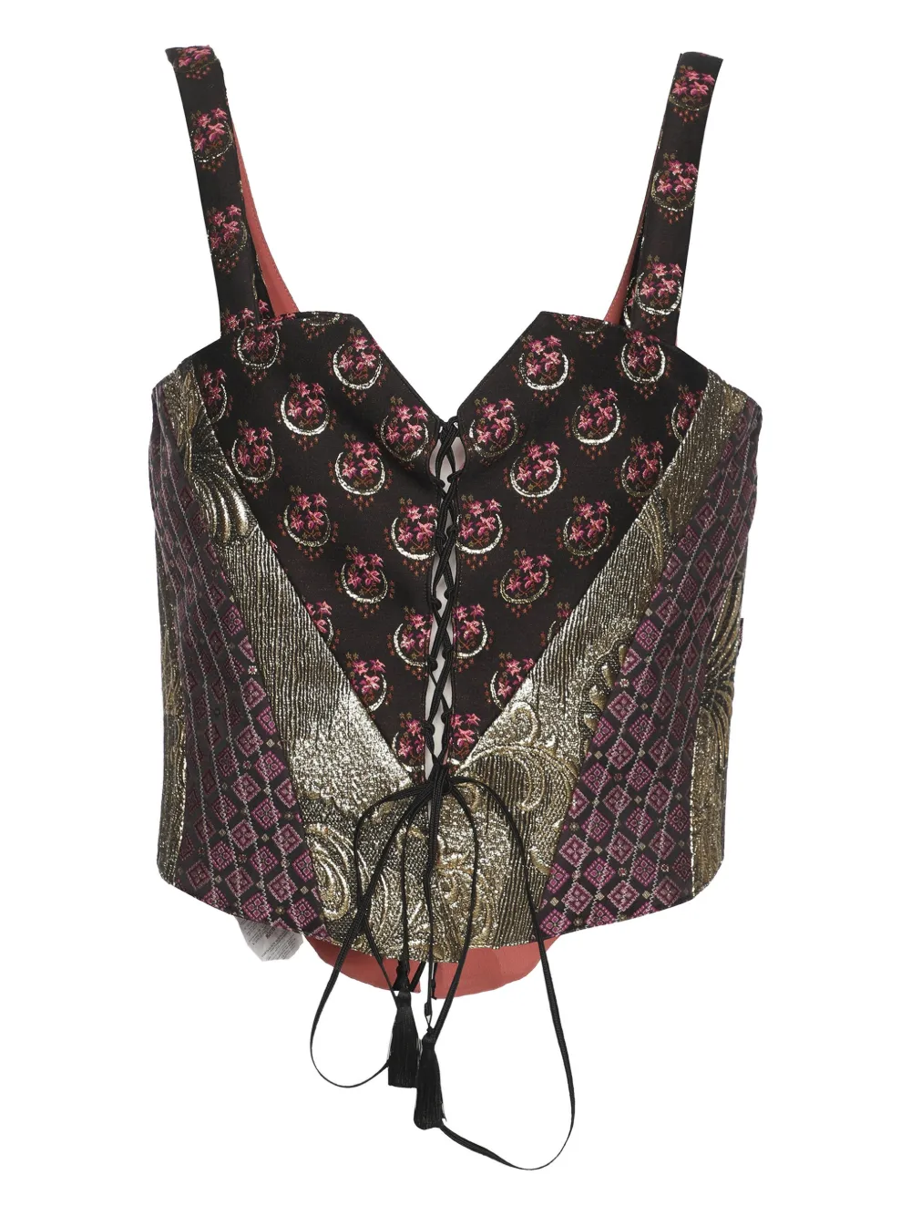 Pre-owned Etro Lace-up Buster Top In Black