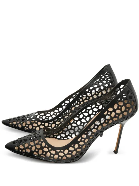 Manolo Blahnik leather laser-cut pumps