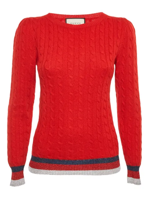 Gucci Pre-Owned cable-knit lamé-trim sweater