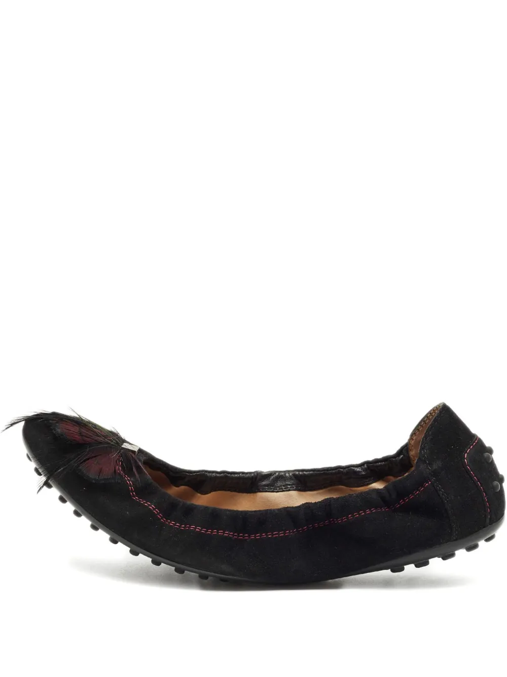 Tod's feather-detail ballet flats - Nero