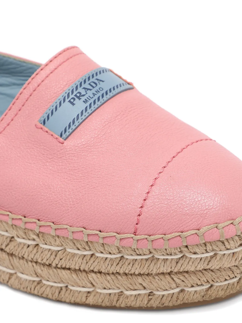 Pre-owned Prada Platform Leather Espadrilles In Pink